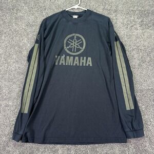Yamaha Shirt Mens Large Blue Black Long Sleeve Logo Graphic Motorcycle Racing